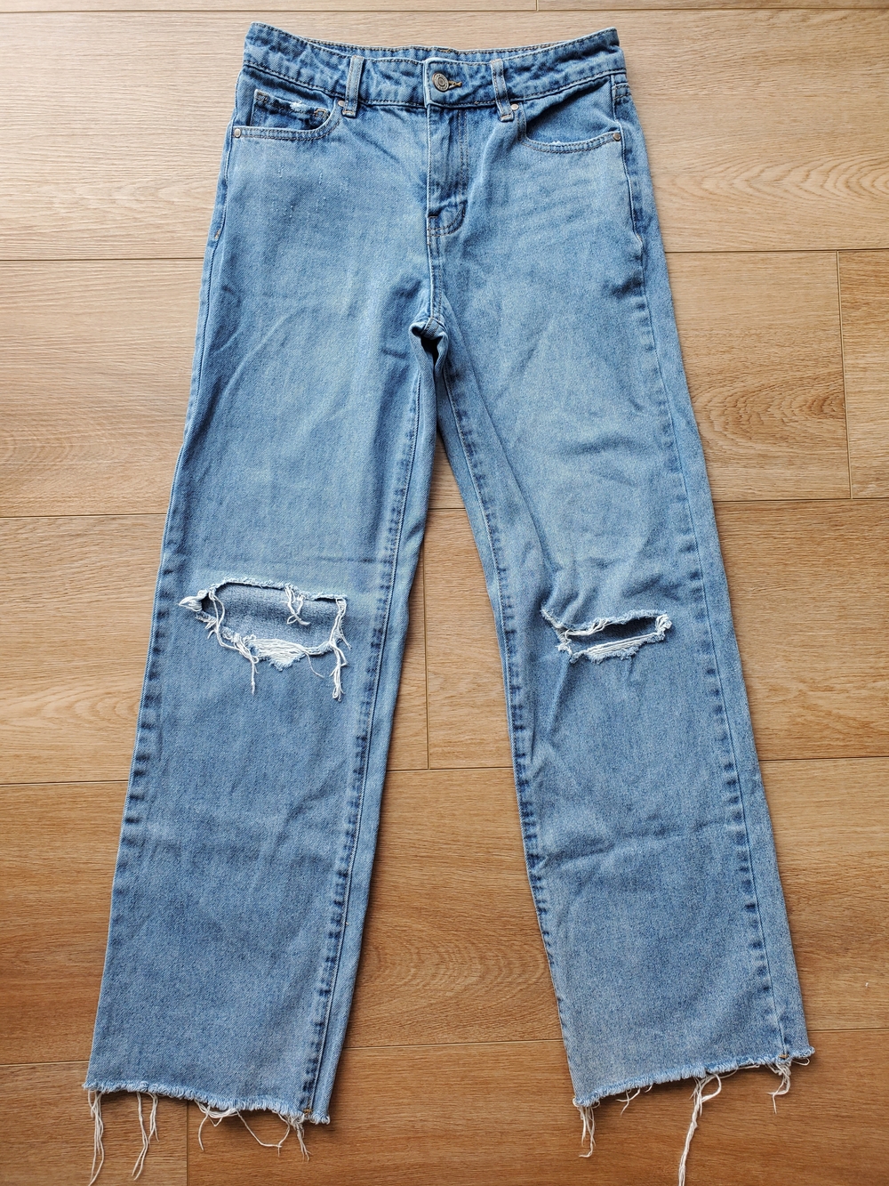 RSQ Light Blue Distressed Wide-Leg Jeans